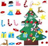 Set brad de Craciun cu 26 de ornamente detasabile ZoneYan, pasla, multicolor, 70 X 100 cm
