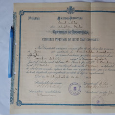 CERTIFICAT DE ABSOLVIRE A LICEULUI MILITAR DIN MANASTIREA DEALU-1924.