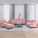 vidaXL Set de canapele, 4 piese, roz, catifea