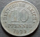 Moneda istorica 10 PFENNIG - GERMANIA, anul 1921 *cod 4621 = excelenta!