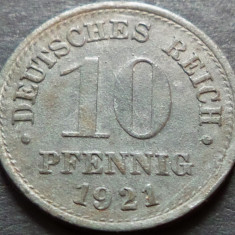 Moneda istorica 10 PFENNIG - GERMANIA, anul 1921 *cod 4621 = excelenta!