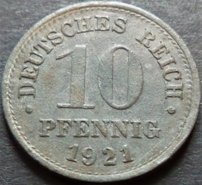 Moneda istorica 10 PFENNIG - GERMANIA, anul 1921 *cod 4621 = excelenta! foto