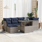 Gossi set canapele gradina cu perne 7 piese gri poliratan/lemn acacia