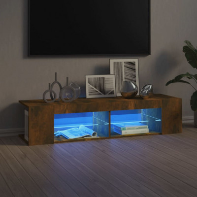 vidaXL Comodă TV cu lumini LED, stejar fumuriu, 135x39x30 cm foto