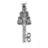 Pandantiv cheie cu pietre, argint 925, 2.7 cm x 1 cm, rodiata
