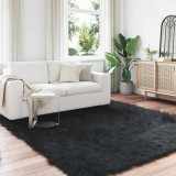 vidaXL Covor din L&acirc;nă Faux Tafalla Negru 240 x 240 cm Poliester 42021578