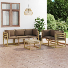 vidaXL Set mobilier de grădină cu perne gri taupe, 6 piese foto
