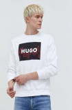 Cumpara ieftin HUGO hanorac de bumbac bărbați, culoarea alb, cu imprimeu 50506990
