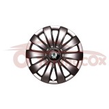 Set 4 Capace Roti Skoda R16 Argintii - Plastic Flexibil, Fixare Sigura, Model 421
