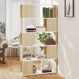 Cumpara ieftin Bibliotecă/Separator cameră alb&amp;stejar Sonoma 80x24x155cm PAL