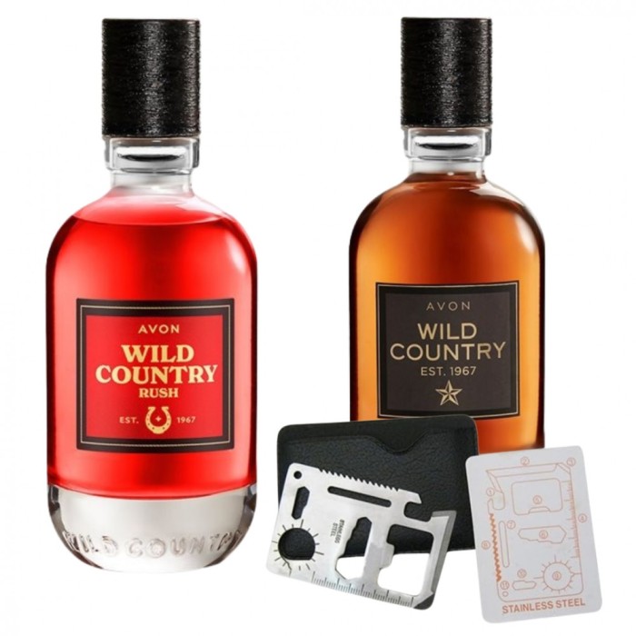 Set apa de toaleta Wild Country 75 ml, apa de toaleta Wild Country Rush 75 ml, card multifunctional de supravietuire, otel inoxidabil