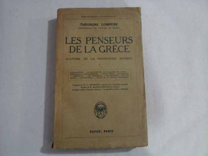 LES PENSEURS DE LA GRECE - THEODORE GOMPERZ