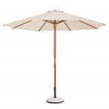 Umbrela pentru gradina/terasa Syros, Bizzotto, &Oslash;300 x 245 cm, stalp &Oslash;48 mm, lemn/poliester, natural