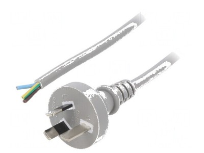 Cablu 3x0,75mm2 AS/NZS 3112 cu mufă PVC 1m gri 10A foto