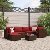 VidaXL Set mobilier de grădină cu perne, 7 piese, maro, poliratan 3308221
