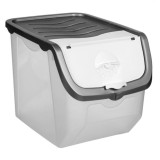 Cutie de depozitare pentru ceapa si cartofi, capac cu fereastra de aerisire, gri/negru, plastic, 12 L, 28 x 22, 5 x 23, 5 cm, Oem