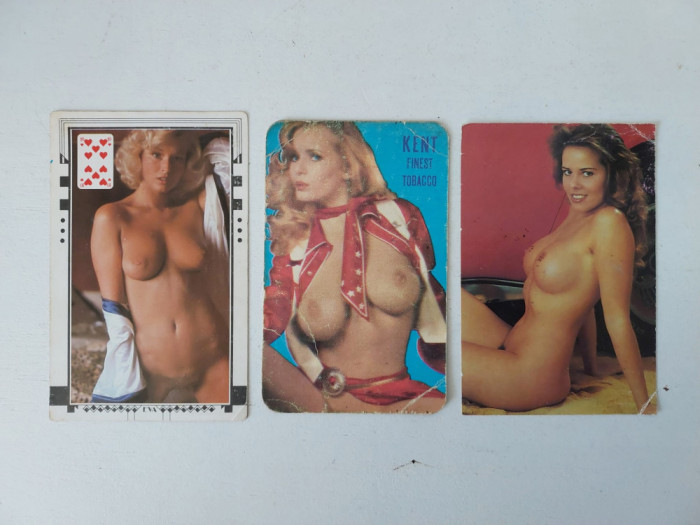 Lot 3 calendare vechi de buzunar femei sexy 1987, 1990, 1996, pin-up