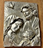 icoana din argint 925 cu Sfinta Familie- Maria, Iosif și Pruncul Iisus