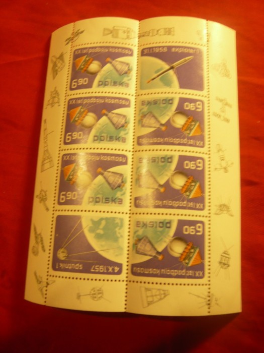 Bloc Polonia 1977 -Cosmos - Sateliti - Aniversare 20 Ani