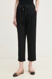 Marc Aurel pantaloni femei, culoarea negru, drept, high waist, 1797-7002-93391