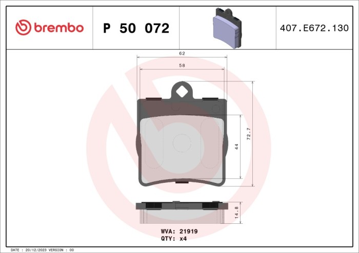 BREMBO P 50 072 PRIME LINE set placute frana,frana disc