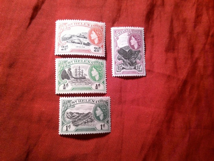 Serie mica St.Helena colonie britanica 1953 Regina Elisabeta , Motive locale, 4 valori