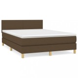 Cumpara ieftin Pat continental cu saltea, maro inchis, 140x200 cm, textil