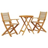 Cumpara ieftin Set mobilier bistro, 3 piese, bej, polipropilena si lemn masiv