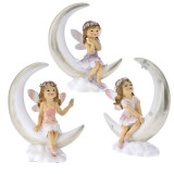 Set 3 figurine Fairy on Moon 9 cm x 5 cm x 11 cm
