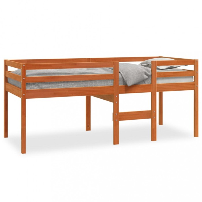 Gossi pat inalt de dormitor, maro ceruit, 90x200cm, lemn masiv de pin