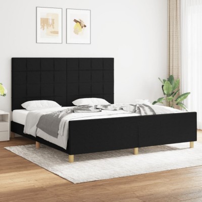 Gossi cadru de pat cu tablie, negru, 180x200 cm, textil foto