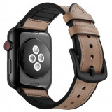 Cumpara ieftin Curea iUni compatibila cu Apple Watch 1/2/3/4/5/6/7, 38mm, Leather Strap, Cream