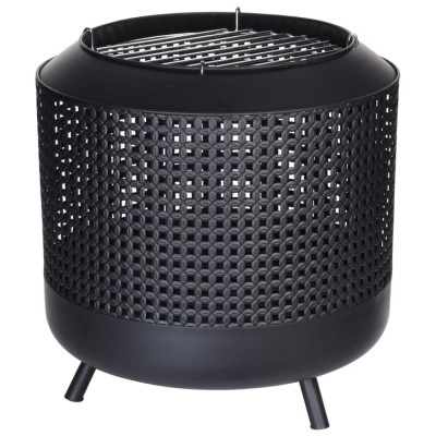 ProGarden Coș de foc cu grilaj pentru grătar, negru, 50x51 cm foto