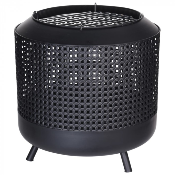 ProGarden Coș de foc cu grilaj pentru grătar, negru, 50x51 cm