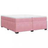 Cumpara ieftin Pat box spring cu saltea, roz, 200x200 cm, catifea