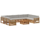 vidaXL Set de canapele de exterior 10 pcs Natural și gri deschis 3383869