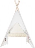 Cort Teepee alb pentru copii cu detalii naturale