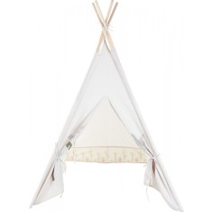 Cort Teepee alb pentru copii cu detalii naturale