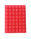 Forma silicon 48 cavitati, Litere, Pentru bomboane sau cuburi de Gheata, Rosu, 23 cm, 225COF