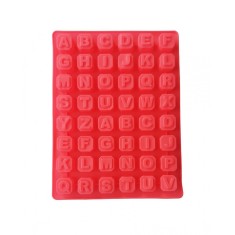 Forma silicon 48 cavitati, Litere, Pentru bomboane sau cuburi de Gheata, Rosu, 23 cm, 225COF