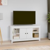 Comodă TV, alb, 103x36,5x52 cm, lemn masiv de pin