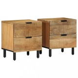 VidaXL Noptiere 2 buc Maro 40x33x46 cm Lemn masiv Mango