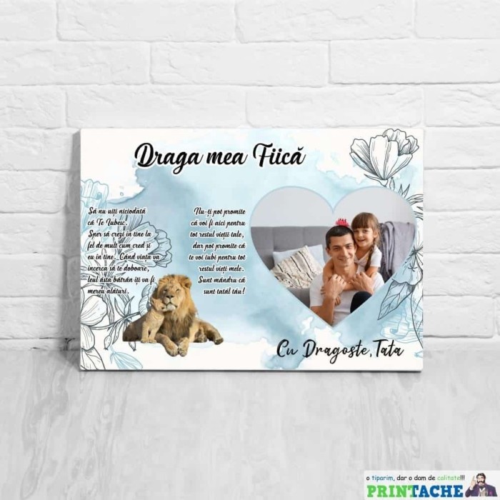Tablou pe panza Draga fiica &ndash; cu dragoste Tata