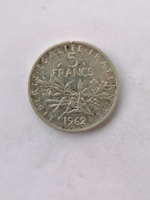 Moneda argint 5 francs 1962 franta. foto