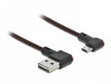 Cablu EASY-USB 2.0 la micro-B EASY-USB unghi stanga/dreapta 2m textil, Delock 85273
