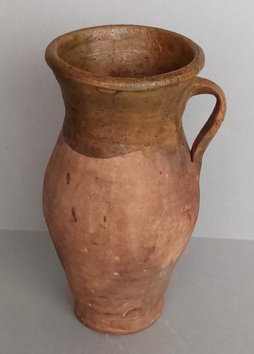 Ulcea de lut ars 26cm, ceramica traditionala romaneasca vechime 70 ani