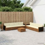 Cumpara ieftin Set de canapele de exterior 9 buc. 8-Locuri Natural si Crem