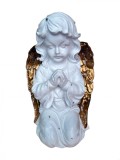 Cumpara ieftin Statueta Inger Decorativa, Ipsos Alb, 33cm, Aspect Vintage - Cadou Deosebit