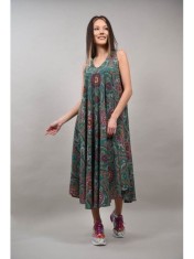 ROCHIE LUNGA CU BRETELE COLORATA MANDALE ALESSIA Verde S-M foto