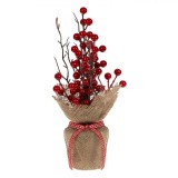 Sac Decorativ Crăciun, Iută, Pomușoare Roșii, 30cm, Oem